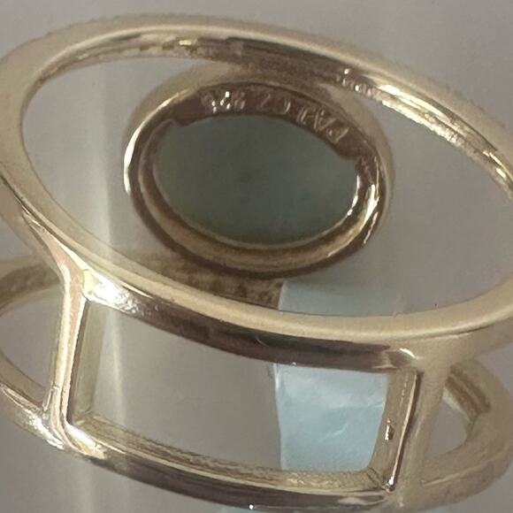 18k Gold over Sterling silver Genuine Jade & Cubic Zirconia Sz 7 ring stunning - Picture 7 of 12